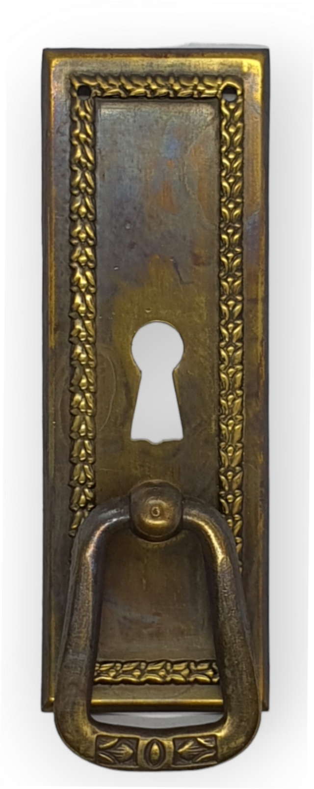 Beschlag Messing brüniert mit Loch & mit Griff ca. 95x35 mm  Art.11511