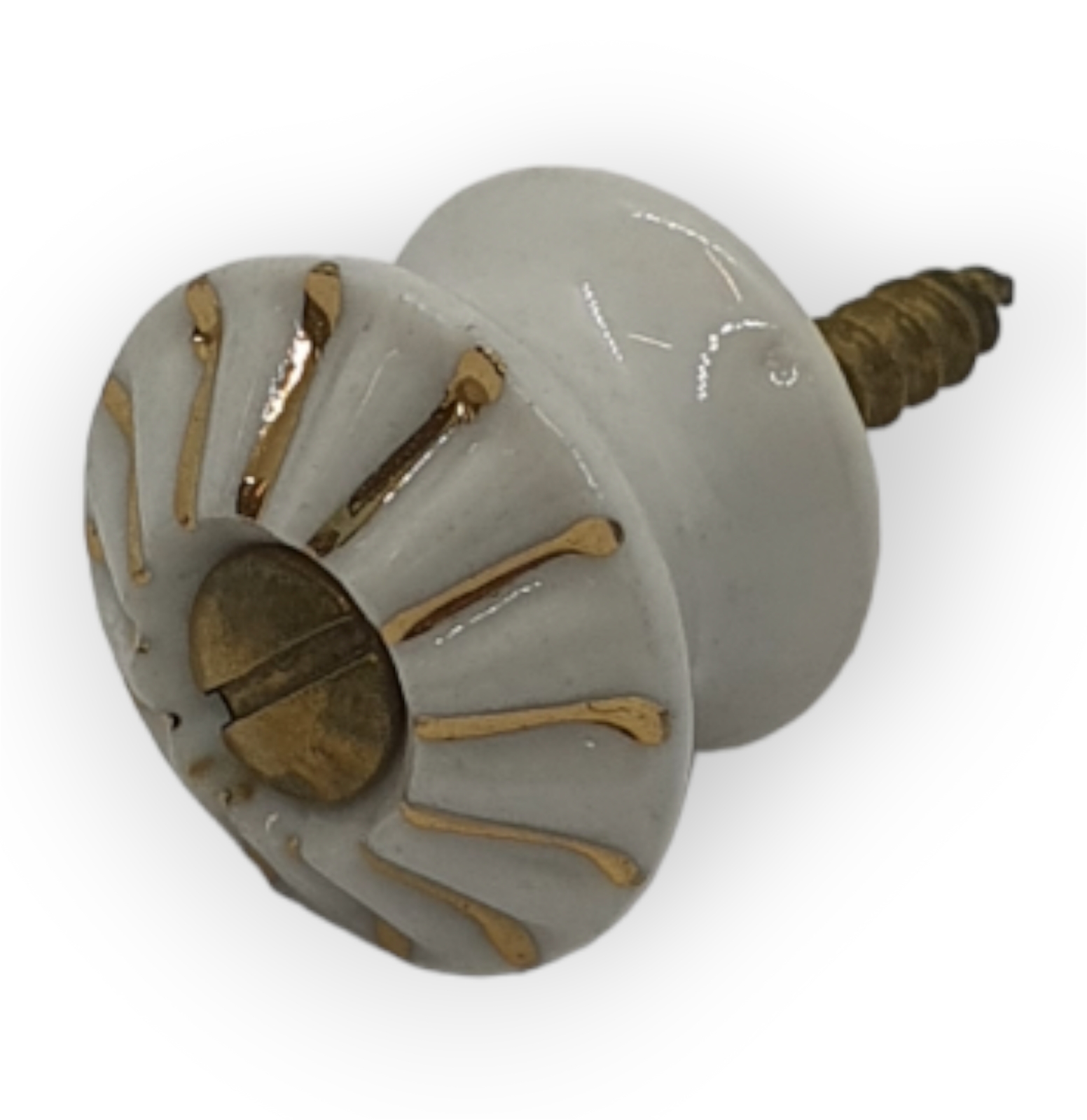 Möbelknopf Art. 4418 Porzellanknöpfe  mit Goldstreifen in den Vertiefungen, 18mm Ø 
