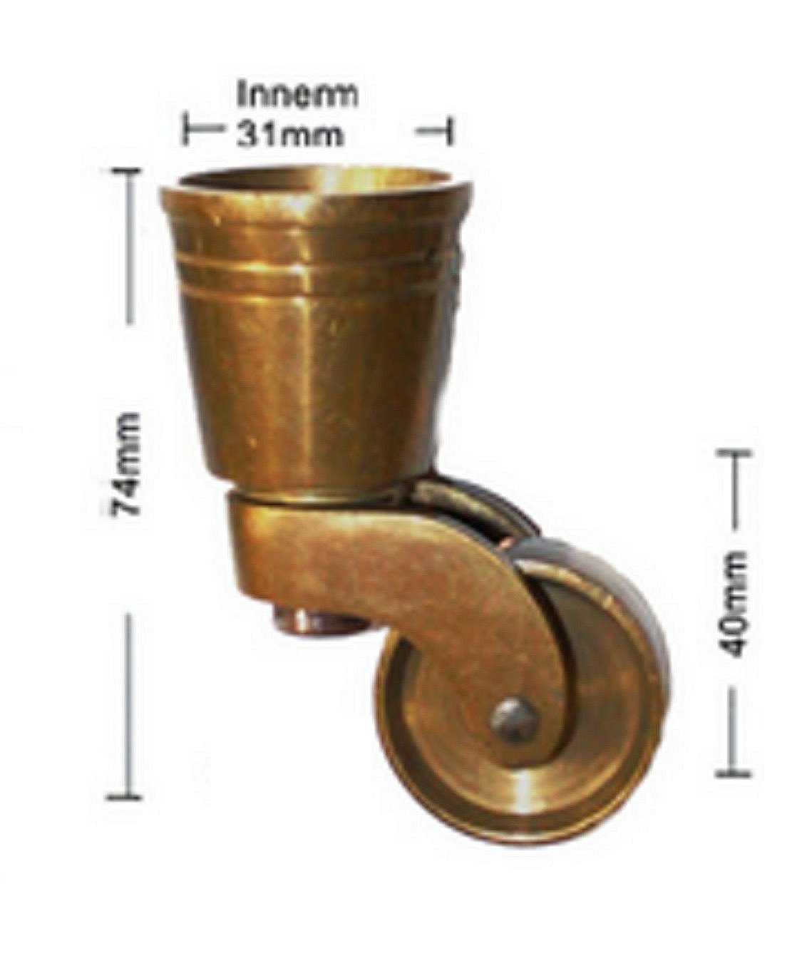 Möbelrolle Sesselrolle konisch Ø innen 30mm Ms patiniert