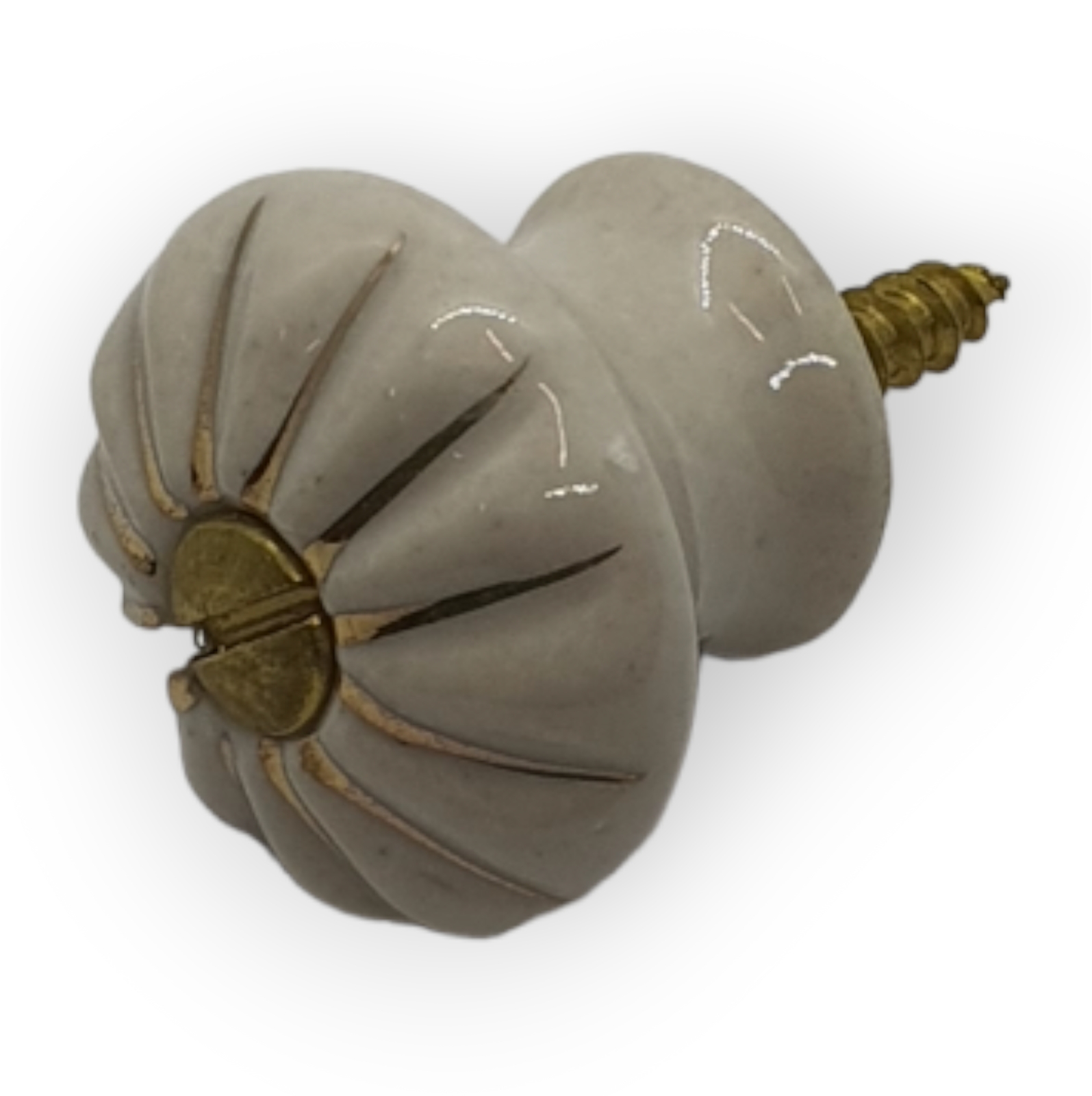 Möbelknopf Art. 4423 Porzellanknöpfe  mit Goldstreifen in den Vertiefungen, ca. 23mm Ø