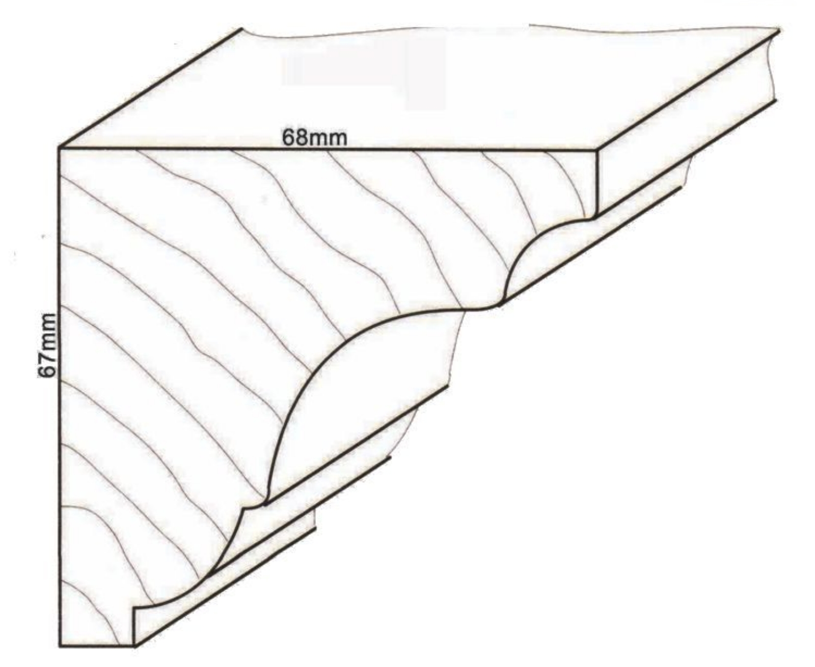 Leiste Kopfleiste Kiefer / Erle ca. 68*67mm Kiefer 1,19m + Rest
