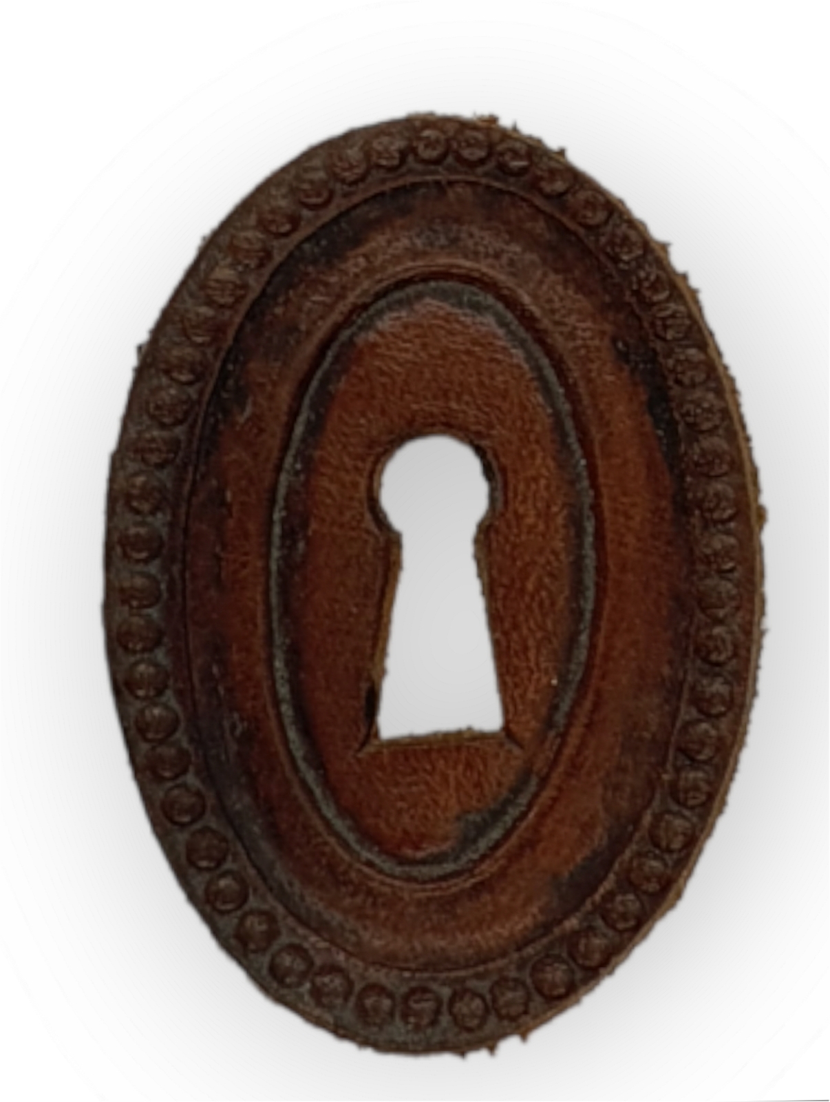 Leder-Schild geprägt, Maße ca. 45*30mm, oval, längs, Art.2008 Bestellware