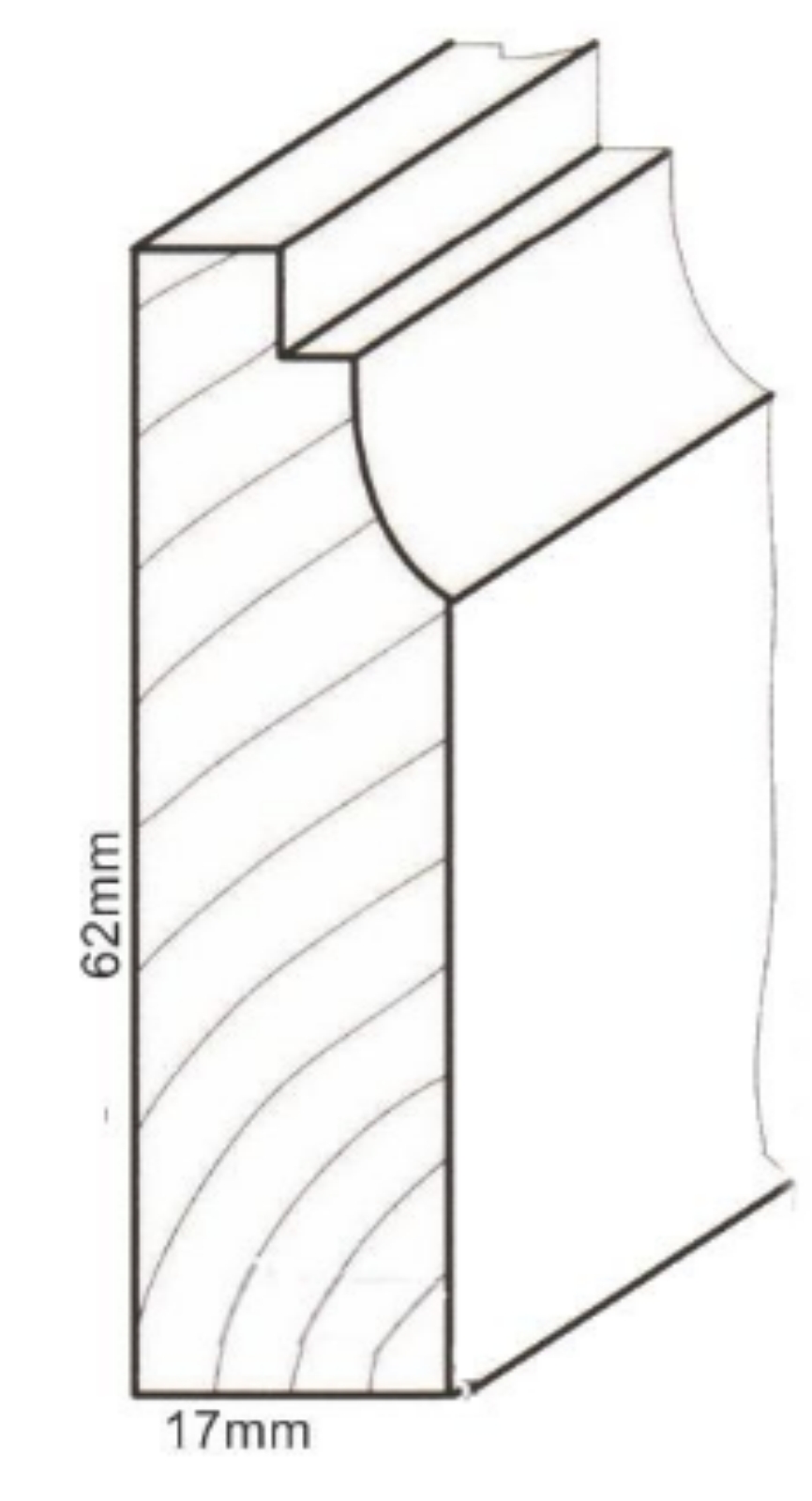 Leiste Sockelleiste Kiefer / Erle ca. 12mm*62mm Erle 1,19m + Rest
