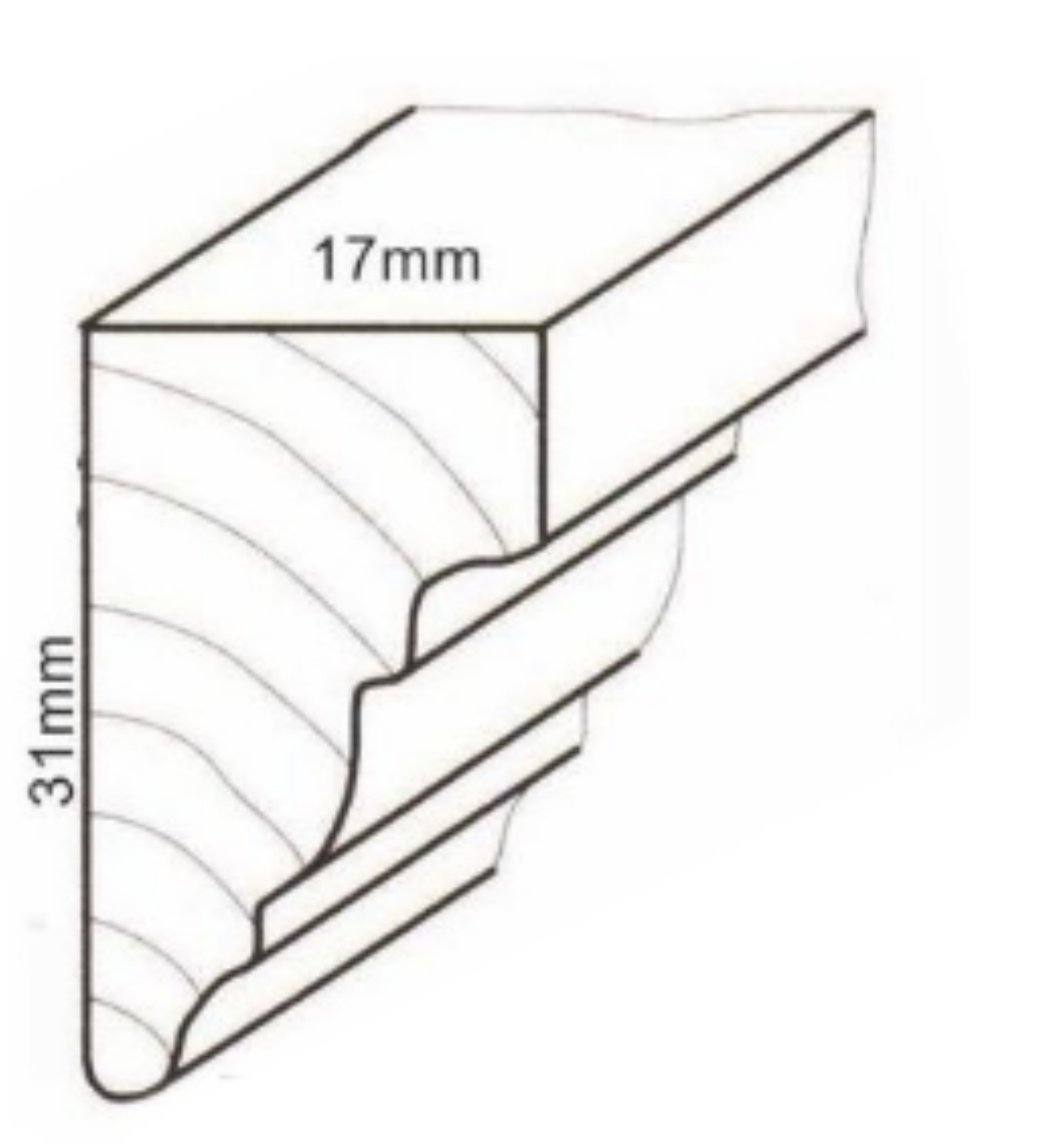Leiste Kopfleiste Kiefer / Erle ca. 31mm*17mm Kiefer 1,19m + Rest
