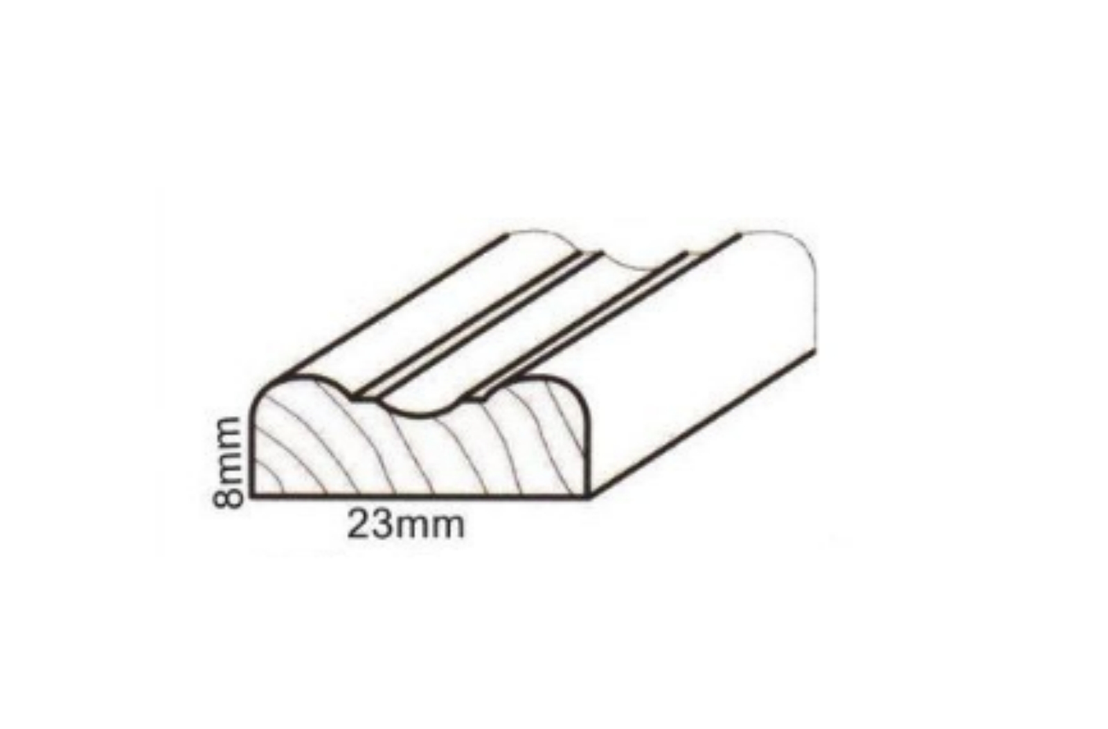 Schlagleiste Kiefer / Erle ca. 8mm*23mm Kiefer 1,19m + Rest