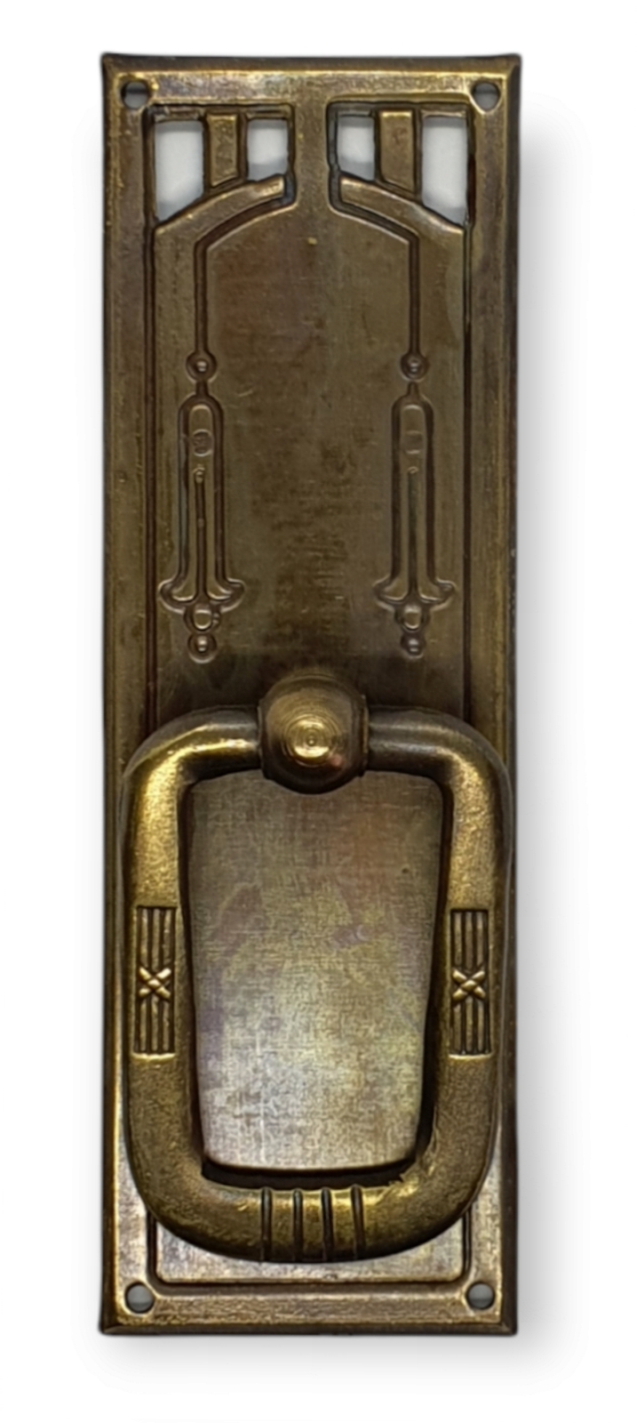 Beschlag ca. 97*33mm, mit Ringgriff, ohne Loch, Art. 1553p Messing brüniert, ohne Loch