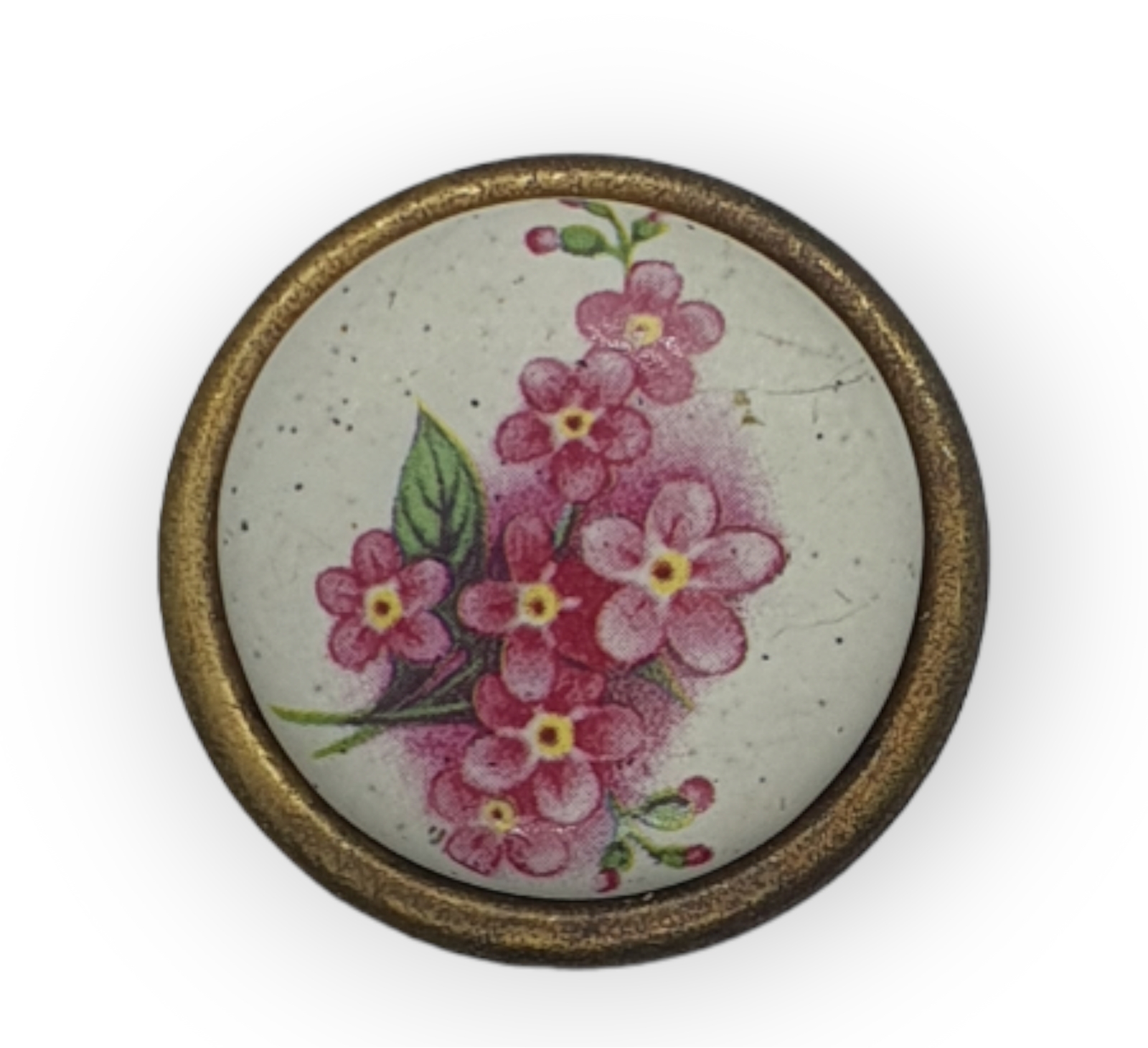 Möbelknopf Art. 43234  mit rosé Keramik-Dekor-Einlage, ca.34mm Ø Best. - Ware