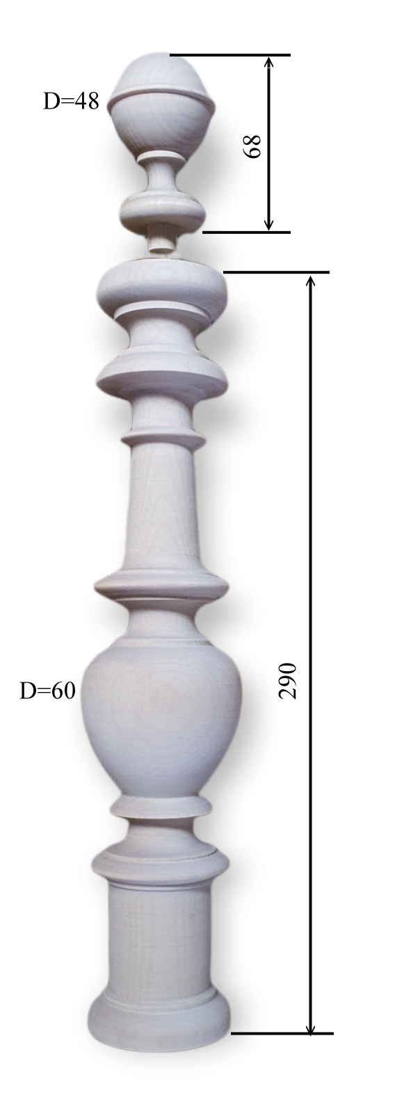 Vertikoaufsatzsäule mit Kugel Art. 64941n   290 mm hoch, D=60 mm Bestellart.