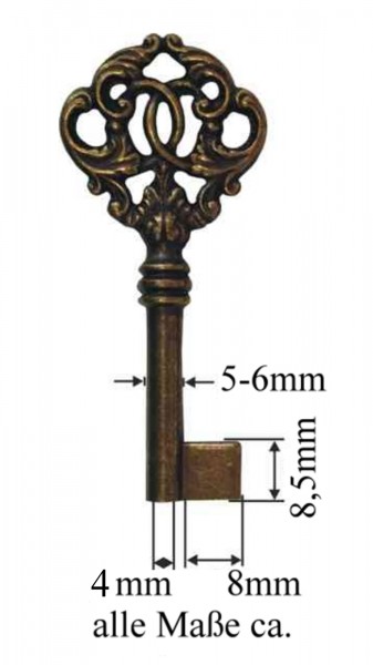 Möbel-Schlüssel Messing Lg.ca.75mm, Art.5082kl
